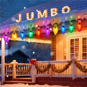 2 Pack Jumbo Christmas String Lights Multicolored Bulbs Hanging Lights